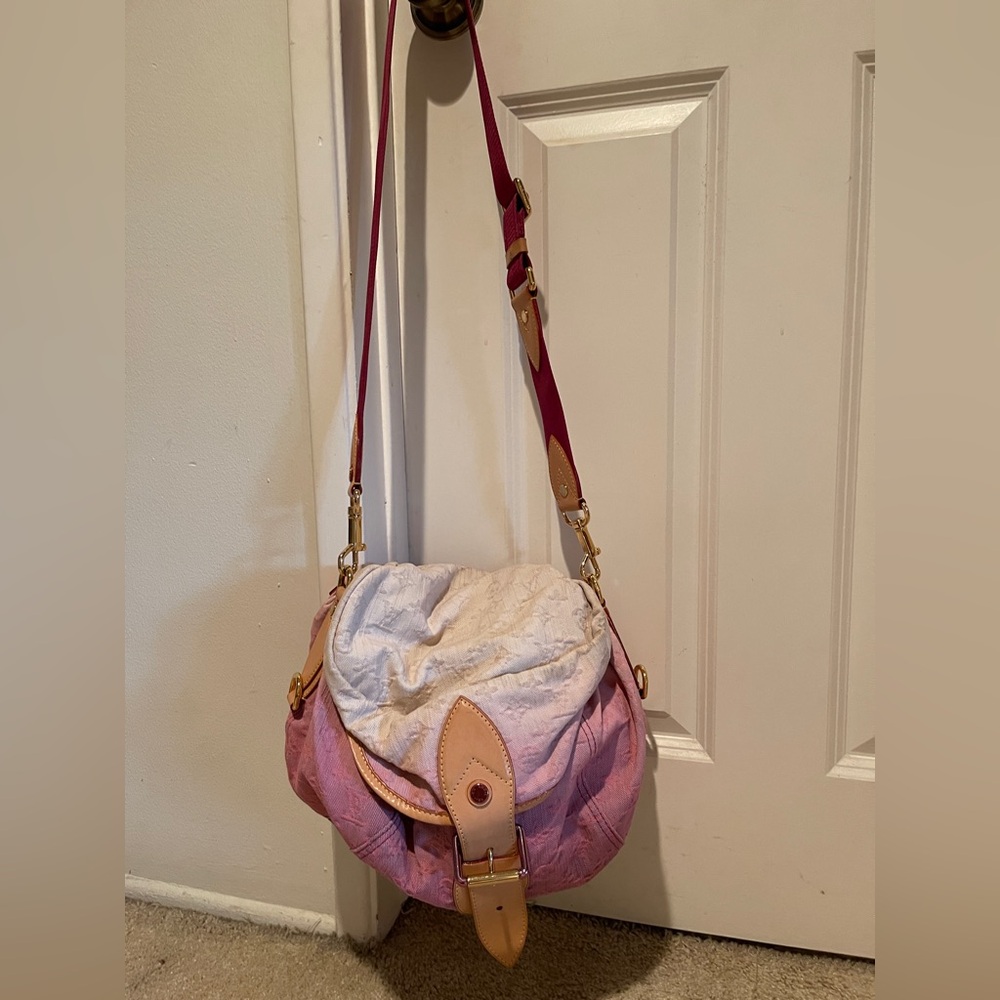 RARE VINTAGE AUTH LIMITED EDITION LOUIS VUITTON PINK DENIM MONOGRAM SUNSHINE BAG